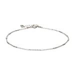 Annika Bella Satellite Tube Chain Anklet for Women, Length 9-10 Inches, Sterling Silver Layering Ankle Bracelet, Adjustable Waterproof Anklets, Dainty Gift for Her (Tubes Satellite Chain)