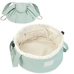 Barrel Drawstring Makeup Bag Large Cosmetic Bag Women Toiletry Organizer for Travel Toiletries Accessories Essentials (Mint Green)