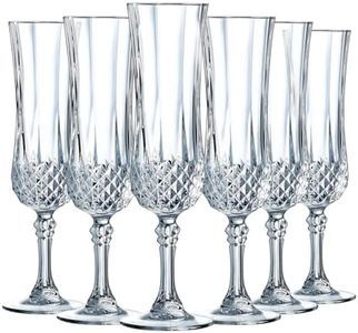 Cristal d'Arques Paris – Collezione Longchamp – 6 flauti da champagne 14 cl in Kwarx, trasparenza, modanature iconiche, made in France confezione rinforzata, adatto alla vendita online.