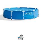 INTEX 28201EH Metal Frame Above Ground Swimming Pool Set: 10ft x 30in – Includes 330 GPH Cartridge Filter Pump – Puncture-Resistant Material – Rust Resistant – 1185 Gallon Capacity