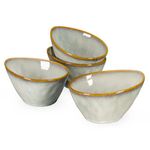 Henten Home Stoneware Pasta Bowls, Set of 4 Soup Plate - 20 OZ, Dessert Bowl, Snack Bowl, Ice Bowl, Soup Bowl Large Bowl 600 ml, Vintage Beige Design