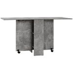 HOMCOM Folding Dining Table, Drop Leaf Table for Small Spaces with 2-Tier Shelves, Small Kitchen Table with Rolling Casters, Grey