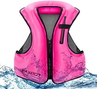 Faxpot Inflatable Snorkel Vest Adult, Snorkeling Vest for Men & Women, Portable Inflatable Swim Vest Jacket, Buoyancy Vest for Snorkeling/Surfing/Swimming, Buoyancy 220 lbs …