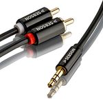 SEBSON RCA Audio Cable 5m, 2 RCA Phono to 3,5mm Jack, Male to Male, Gold Plated, Shielded, RCA Adapter for Speakers, Amplifier, Hifi