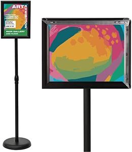 Excello Global Products Pedestal Floor Sign with 8.5" x 11" Snap Frame (Adjustable Height - Extends 30" to 48")