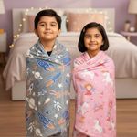 Famyo® Glow in The Dark Blanket Combo for Kids (Rocket Spaceship & Fairy Unicorn) | 200x152 cm | Soft Flannel Fleece Throw | Cozy, Warm, Machine Washable, Ideal Gift for Boys & Girls