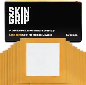 Skin Grip Adhesive Barrier Wipes – 50 PCS | Skin Barrier Wipes for Ostomy | Medical-Grade Skin Adhesive Wipes, Protective Wipes for CGM Sensors, Ostomy, Catheters, Bandages & Wound Care