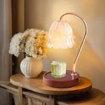 GEEZO Glass Candle Warmer Lamp with Timer, Flower Candle Warmer Lamp, Birthday Gifts for Women, Mom, Female Friend, Candle Lamp Warmer Gifts, Electric Dimmable Candle Warmer, Vintage Home Decor, Amber