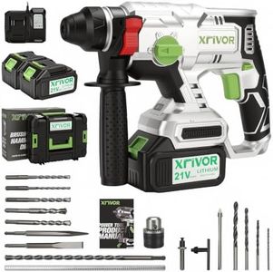 XTIVOR Cordless Hammer Drill, 2.6J Brushless with Batteries for Demolition