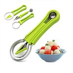 Melon Baller Scoop Set, Professional 4 in 1 Stainless Steel Watermelon Cutter Fruit Carving Tools Set,Fruit Scooper Seed Remover Watermelon Knife for Dig Pulp Separator (4 in 1 Scoop)