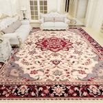 Vamcheer Vintage Area Rug for Living Room - Traditional Floral Print Large Rug with Upgrade Anti-slip PVC Material for Bedroom Classic Carpet Non Shedding for Kitchen, Red/Beige, 200x300cm