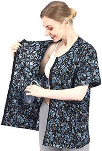 Post Surgery Shirt Mastectomy Recovery Shirt with Rehab Postoperative Shirt Hidden Drain Pockets Port Access for Breast Reconstruction(Blue)