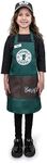 Dress Up America Barista Costume for Kids - Green Apron and Cap - Coffee Barista Costume Set