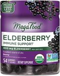 MegaFood - Elderberry Immune Support - Elderberry Gummies with Zinc, Ginger & Blueberry - USDA Organic, Vegan, Gluten-Free, Non-GMO - Berry Flavour, 54 Gummies