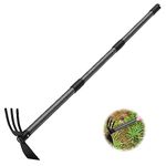 Lilyvane Hoe and Cultivator, Garden Hand Tiller with Extend Reach 45" Adjustable Handle,Heavy Duty for Gardening,Tilling Soil, Planting