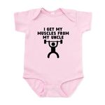 CafePress Muscles From My Uncle Body Suit Cute Infant Bodysuit Baby Romper