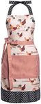 Alex Virtue Lovely Flower Pattern Retro Aprons With Large Pockets for Women Girls Cooking Kitchen Bakery Mother's Gift, Lovely Chicken, One Size