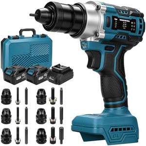 Cordless Rivet Nut Gun with M4-M12 Mandrels Set, 4496 lbf, 4 Variable Speed