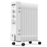 VonHaus Oil Filled Radiator 11 Fin, Heater Portable Electric Free Standing 2500W for Home, Office, Any Room – 24 hour Timer, Adjustable Thermostat, 3 Heat Settings, 4x Wheels, 1.5m Power Cable