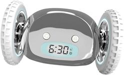 CLOCKY Extra Super Loud Alarm Clock for Heavy Sleepers Adults Kids Teens Bedroom, Move Jump Roll Run Away Easy to Set Smart Digital Mirror Alarm Clock on Wheels -Funny Gag Gift (Chrome)