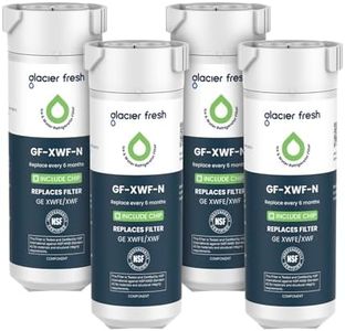 GLACIER FRESH Water Filter Compatible with XWFE (Built-in CHIP), Replacement for GE XWFE, XWF Refrigerator Water Filter NSF/ANSI 42 Certification Pack of 4