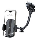 APPS2Car Car Phone Holder Dashboard Windshield Car Phone Mount Strong Suction Long Arm Phone Holder Mount for All iPhone Android Smartphone