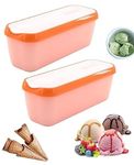 Besillia Ice Cream Containers with lids, Double Insulated Reusable Plastic Container Stackable Storage Containers for Freezer Shelves (Orange 2)