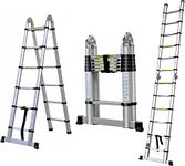 Ladders Telescoping Ladder 12.5 FT Dual Purpose Aluminum Telescopic Ladder with Non-Slip Feet Adjustable Lightweight Compact Ladders for Household or RV Outdoor Work,330lb Load Capacity(1.9M+1.9M)