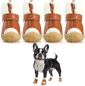 Hcpet Dog Shoes for Small Dogs, Dog Boots & Paw Protectors for Hot Pavement Winter Snow Hiking, Anti-Slip Dog Booties for Hardwood Floor Brown Size 2