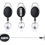 DOETYD 3 Pack Key Fob Badge Holder Retractable Carabiner with Extendable Lanyard Belt Clip Key Ring for Key Credit Card ID Card