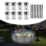 Longzhuo Solar Frame Pool Light, 8pcs Framed Pool Light, Warm Solar Pool Lights for Above Ground Pools, Waterproof Swimming Pool Accessories Night Lights, Garden Fence Outdoor Lighting Decor