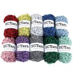 SCYarn for Scrubbies 12 Skeins Bonbons Yarn Assorted Colors 100% Polyester for Scrubbies Crochet and Knitting Project - Craft Kit