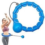 Weighted Hula Hoop,Smart Hula Hoop with Weight Ball 24 Knots Detachable and Adjustable Fitness Hula Hoops and Auto Spinning Weighted Ball for Kids Adults Wight Loss/Exercise/Slimming (Blue)