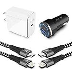 iPhone 13 14 12 Fast Charger Kit, VELOGK 20W USB C PD Wall/Car Charger Adapter for iPhone 14/13/12/Pro/Max/Mini/11/Xs Max/XR/X, iPad Pro/Air, with 2X【Apple MFi Certified】iPhone Lightning Cables(3.3ft)
