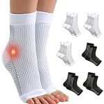 6 Pairs Ankle Compression Socks for Women Men, Neuropathy Socks for Foot Pain, Soothe Relief Socks for Plantar Fasciitis (CA/US, Alpha, Small, Medium, Regular, Regular, White & Black)