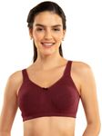 NYKD Encircled with Love Everyday Cotton Bra for Women Non Padded, Wirefree, Full Coverage - Side Support Shaper - Bra, NYB169, WINDSOR WINE, 34D, 1N