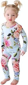 Posh Peanut Baby Pajamas Set - Toddler Sleepers Little Girl Clothes - Kids Two Piece PJ - Soft Viscose from Bamboo (Country Rose, 3T-4T)