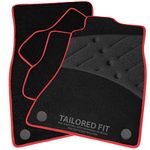 Car Mats FOR Honda Civic (Petrol and 2.2 Diesel) 2012-2015 Black Carpet & Red Ribbed Trim & Black Full Width Heel Pad [SAPP-1400]