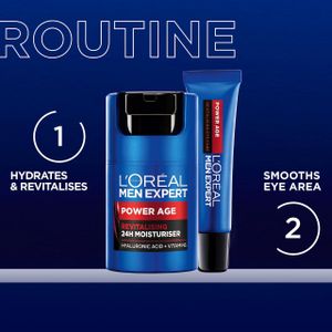 L'Oreal Men Expert Power Age Moisturiser for Men, Hyaluronic Acid, 100ml