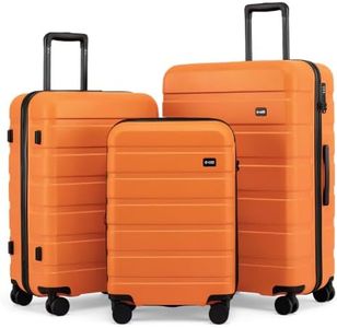 Coolife Luggage Set, Lightweight Durable Hardshell, 3 piece, Orange new