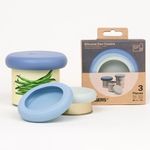 Food Huggers 3 Can Covers | Reusable Can Lids Snugly Seal Cans and Jars | 100% Food Grade Durable Silicone | Plastic Free (Blue)