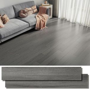 Boniry PVC Flooring Sheets for Floor – Durable Peel & Stick Wooden Design PVC Floor Tiles, Ideal Carpet Tiles for Flooring – 18 Planks, 27 Square feet Use For Residential and Commercial (Deep Grey)