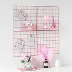 Pikify DIY Steel Grid Photo Frame for Wall, 40 x 40 cm Clip Holder Photo Frame, Multi Functional Creative Mesh Wall Grid, Made in India, 1 (Pink, 2)