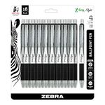 Zebra Pen Z-Grip Flight Retractable Ballpoint Pen, Bold Point, 1.2mm, Black Ink, 18-Pack