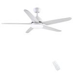 CJOY Ceiling Fan with Lighting and Remote Control Quiet, Lamp with Fan Flat White 52 Inches AC 5 ABS Blades Ceiling Fans Lights Led 24W Dimmable for Bedroom Living Room