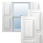 Builders Edge 12 in. W x 43 in. H, Standard Two Equal Panels, Raised Panel Shutters, Includes Matching Installation Spikes (Per Pair), 001 - White