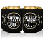 Prazoli 40th Birthday Can Coolers (12 Pack) - Happy 40 Birthday Decorations for Men, Cheers and Beers to 40 Years, Happy 40th Birthday Party Favors, Over The Hill Birthday Decorations 40th Party