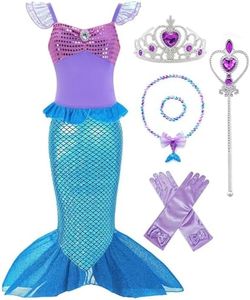 Avady Mermaid Princess Dress for Girls Kids Cosplay Birthday Party Halloween Costume