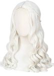 Linfairy Women Girl's White Blonde Long Wavy Wig Halloween Cosplay Costume Queen Wig Adult