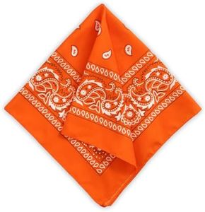 Tough Headwear Large Bandana Headband - Handkerchief Bandanas for Women & Men - Cowboy Scarf & Durag Pack - Orange